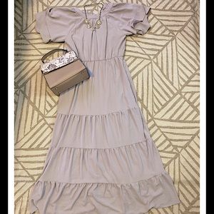 Piper and Scoot flowy dress A-line with tiers and POCKETS!!